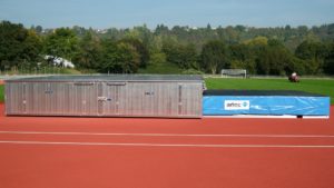 high jump landing area with cover