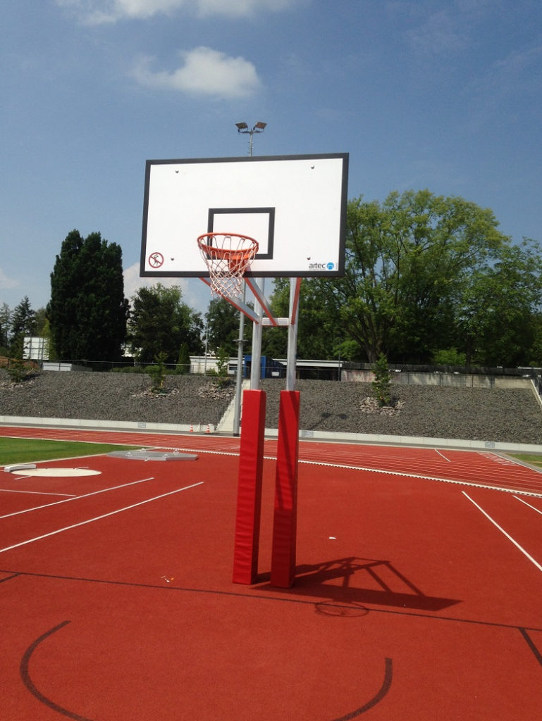 Extensive track and field equipment basketball facility