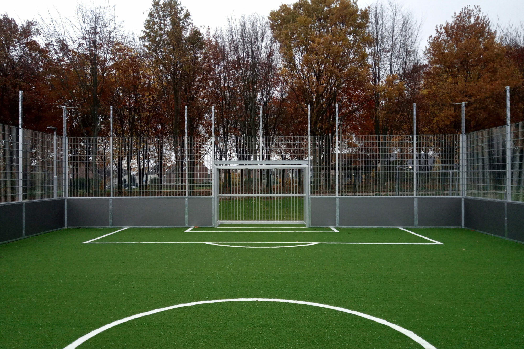 Small sports field with artificial turf