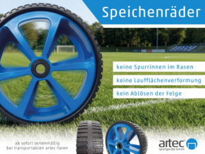 Fußballtor Räder als pannensicheres Speichenrad bei artec Sportgeräte